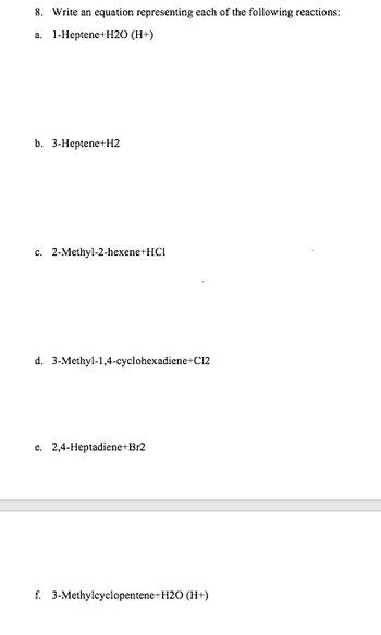 Answered: 8. Write an equation representing each… | bartleby