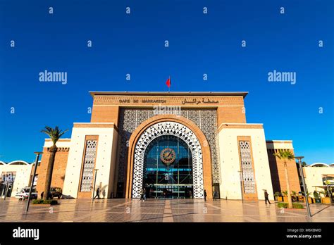 Moroccan architecture - Marrakesh railway station, Morocco Stock Photo - Alamy