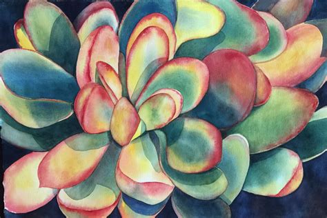 “Fiesta!” Succulent painting in hot colors! Watercolor by Barbara Enochian. | Succulent painting ...