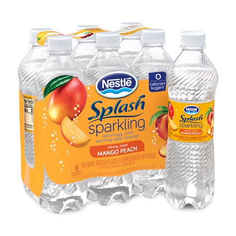 Nestle Splash Sparkling Flavored Water Beverage, Mango Peach 16.9 oz. Plastic Bottle, 6-Pack ...