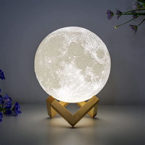 Amazon.com: BRIGHTWORLD Moon Lamp Moon Night Light 3D Printed 7.1IN ...