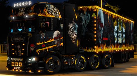 ETS2 EPIC SKULL TRAILER SKIN AND SCANIA S 8x4 TRUCK SKIN 1.43 - ETS 2