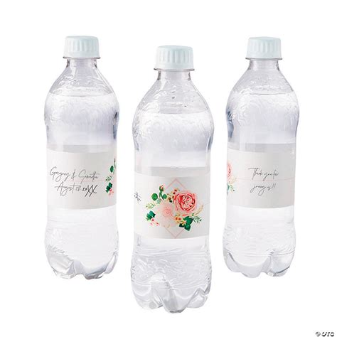 Personalized Blush Floral Water Bottle Labels | Oriental Trading