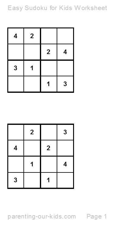 Sudoku for Kids...Printable Sudoku Puzzles- An Easy Start For Puzzled Kids and their Parents