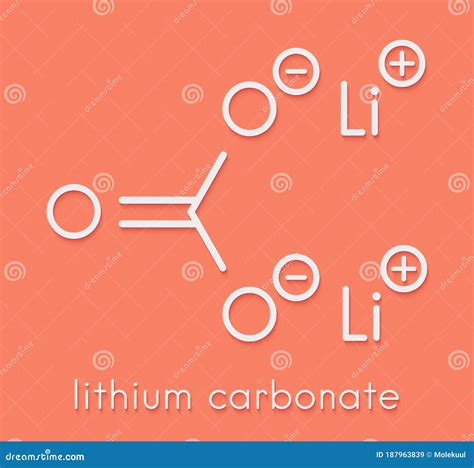 Lithium Carbonate Li2CO3 Bipolar Disorder Drug Molecule. Skeletal Formula. Stock Illustration ...