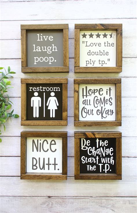 Rustic Bathroom Signs Bathroom Wall Decor Collection Farmhouse | Etsy