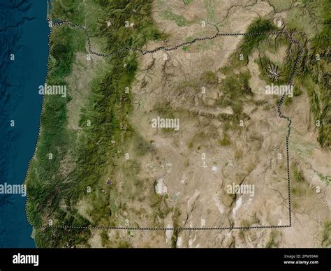 Oregon, state of United States of America. Low resolution satellite map Stock Photo - Alamy