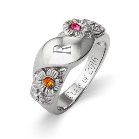 2 Stone Custom Initial Graduation Class Ring For Women | Eve's Addiction®