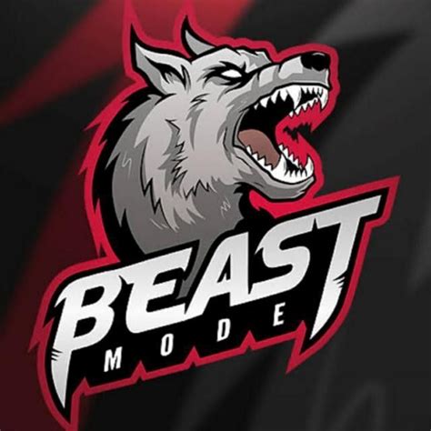 the beast mode logo on a black and red background