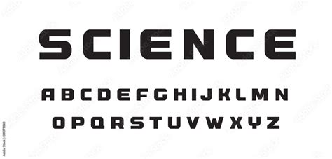 Science technology letters. Black wide geometrical simple style alphabet. Font for web, sport ...