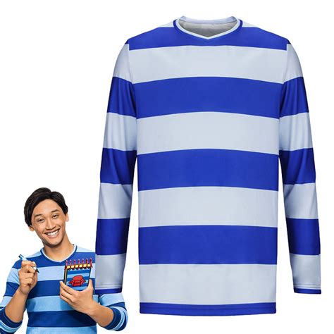 Josh Cosplay T-Shirt Blue's Clues & You Blue Stripe Costume