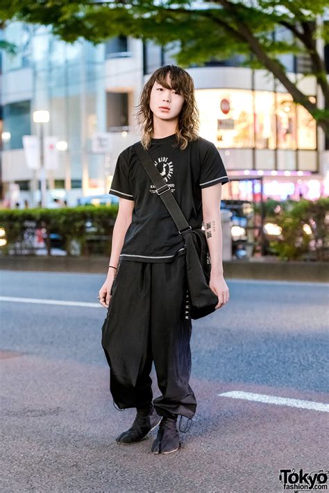 Fashion College Student in All Black Kansai Yamamoto Outfit w ...