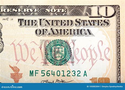 New American Ten Dollar Bill a Close-up. Stock Photo - Image of bill, states: 105082004