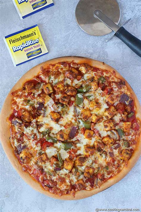 Paneer Pizza (From Scratch, ready in 30 minutes) - Cooking Carnival