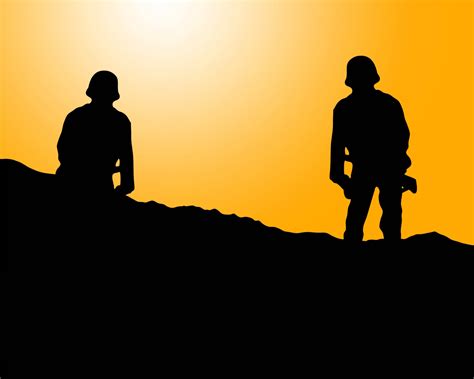 Soldier Silhouette At Sunset Free Stock Photo - Public Domain Pictures