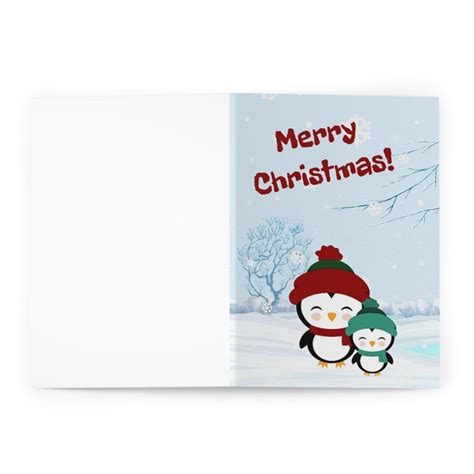 Xmas Christmas Merry Christmas Card With Cute Pinguens - Etsy