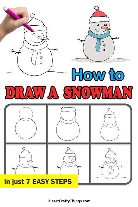 Snowman Drawing - How To Draw A Snowman Step By Step