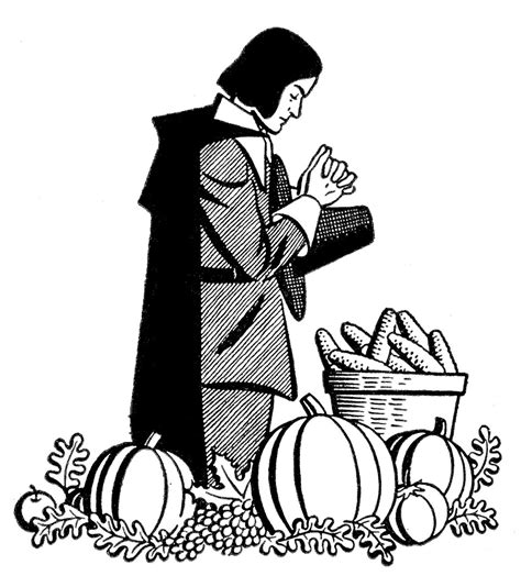 Vintage Thanksgiving Clip Art - Pilgrim Praying - The Graphics Fairy ...