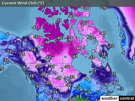 Canada National Wind Chill Weather Map | WeatherCentral