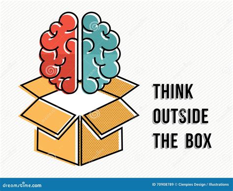 Think Outside the Box Concept with Brain Design Stock Vector ...