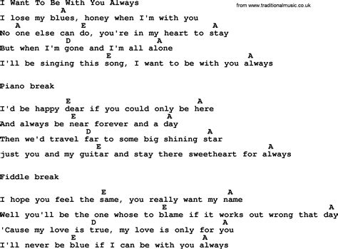 I Want To Be With You Always - Bluegrass lyrics with chords