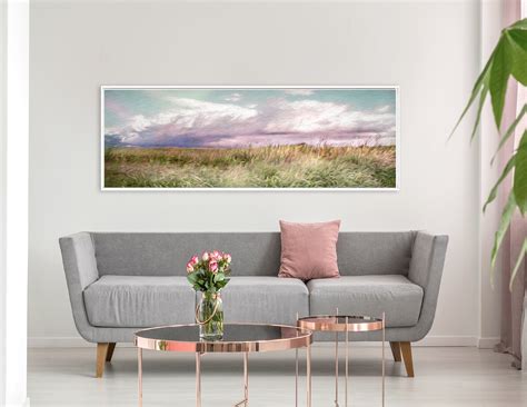 Meadow, Oil Landscape Painting On Canvas - Ready To Hang Large Panoramic Gallery Wrap Canvas ...