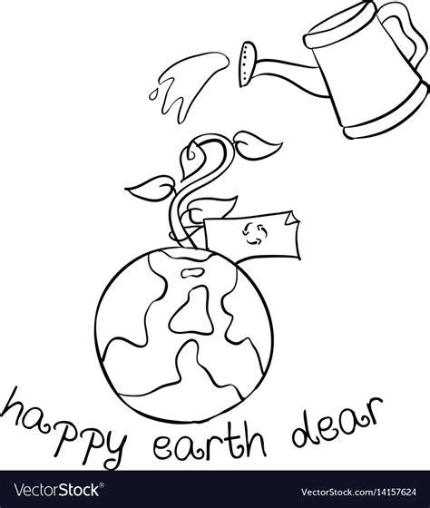 Happy earth day hand draw world Royalty Free Vector Image