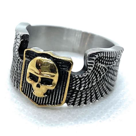 'Outlaw Biker' Skull Ring (#026) - SkullJewelry.com