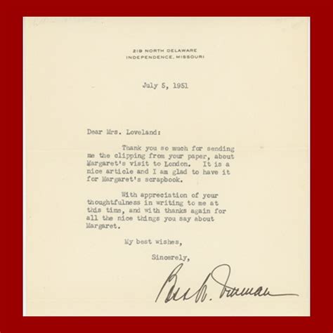 Bess Truman, Typed Letter, Signed | Abraham Lincoln Book Shop Inc