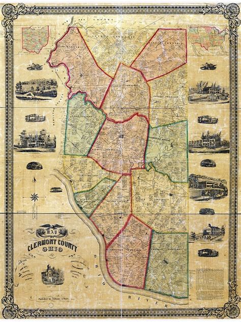 "Map of Clermont County Ohio (1857)" Photographic Print by allhistory | Redbubble