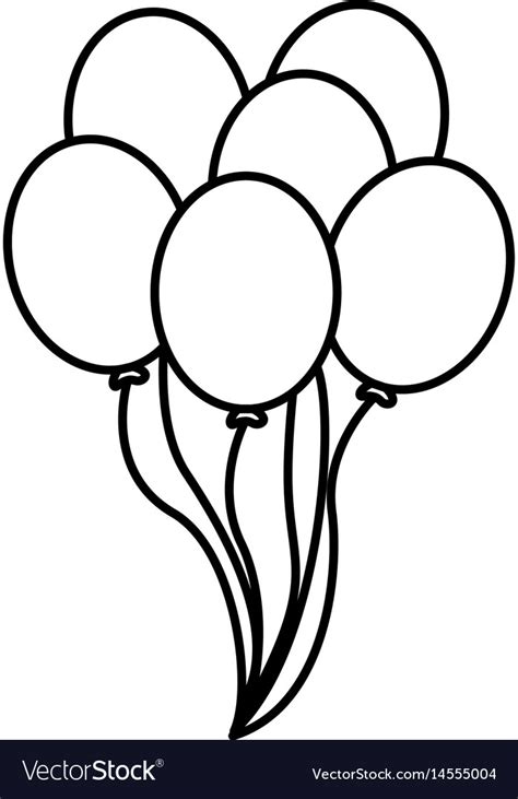 Line balloons party to happy birthday decoration Vector Image