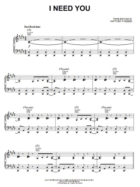 I Need You | Sheet Music Direct