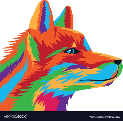 Colorful wolf drawing icon Royalty Free Vector Image