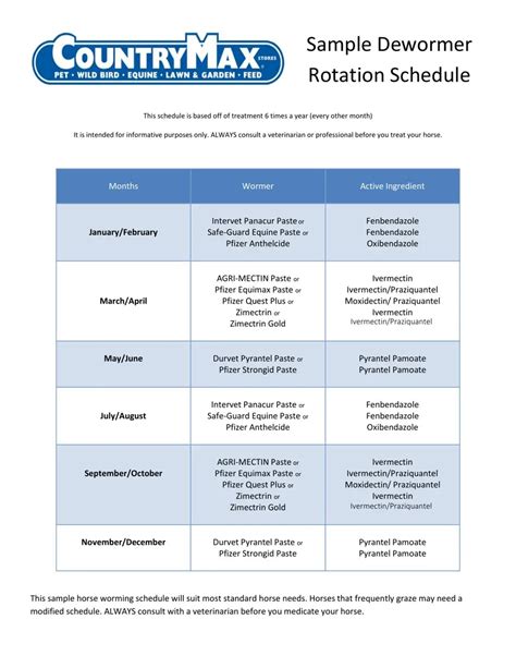 Printable Horse Worming Schedule - Printable Word Searches