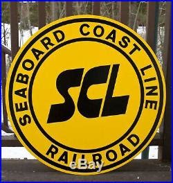 SCL SEABOARD COAST LINE RAILROAD Vintage Round Metal Logo Sign 30 RR ...