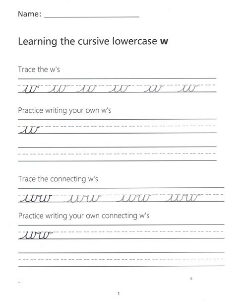 Cursive w – How to Write a Lowercase w in Cursive