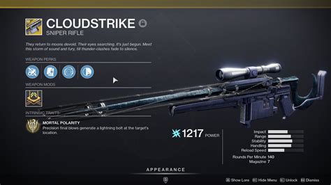 Cloudstrike - Destiny 2 Beyond Light - Hold to Reset