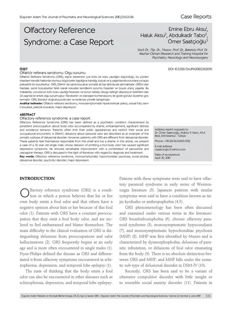 (PDF) Olfactory reference syndrome: a case report