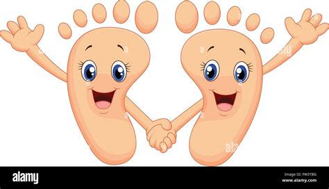 Cartoon happy foot holding hands Stock Vector Image & Art - Alamy