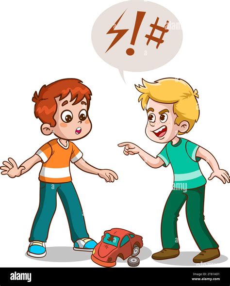 Cartoon illustration angry boy and friends arguing with each other ...