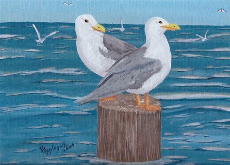 "Seagulls ~ Oil Painting" by Barbara Applegate | Redbubble