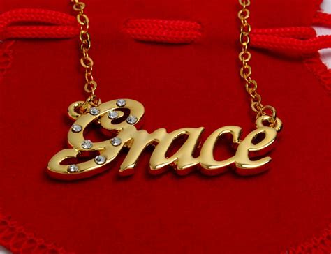 Name Necklace Grace Gold Plated 18ct Personalised Necklace - Etsy