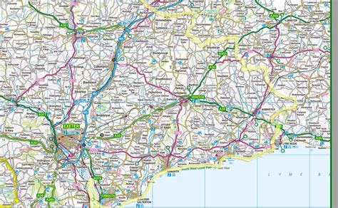 map of Devon, a county in the South of England, UK. This map covers the ...