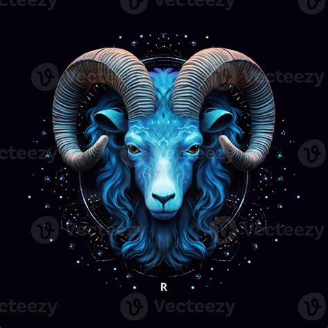 zodiac sign of ram with blue and black background. generative ai ...