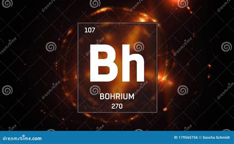 Bohrium As Element 107 of the Periodic Table 3D Illustration on Orange Background Stock ...