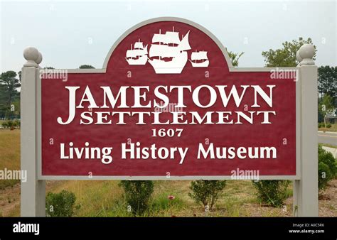 Jamestown Settlement Liviing History Museum Sign Stock Photo - Alamy