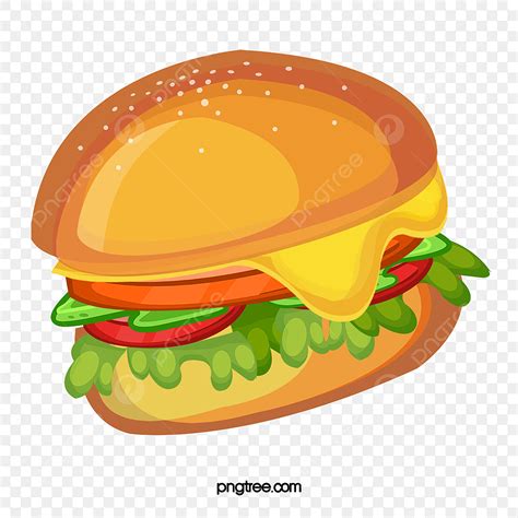 Burger Cartoon Clipart Vector, Creative Cartoon Burger Vector Material, Food Clipart, Cartoon ...