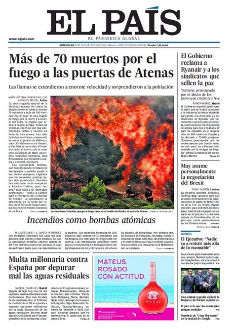 Las portadas de los periódicos de hoy, miércoles 25 de julio de 2018