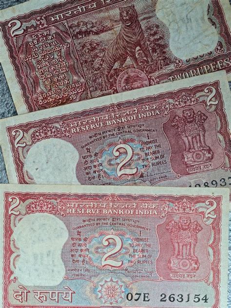 Vintage Indian Old Two Rupees Currency Note. the Indian 2 Rupee Note Stock Image - Image of ...