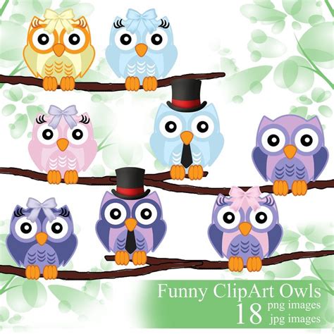 Owl Digital Clipart, Owls Clip Art Set, Owl Digital Print, Owl Digital ...